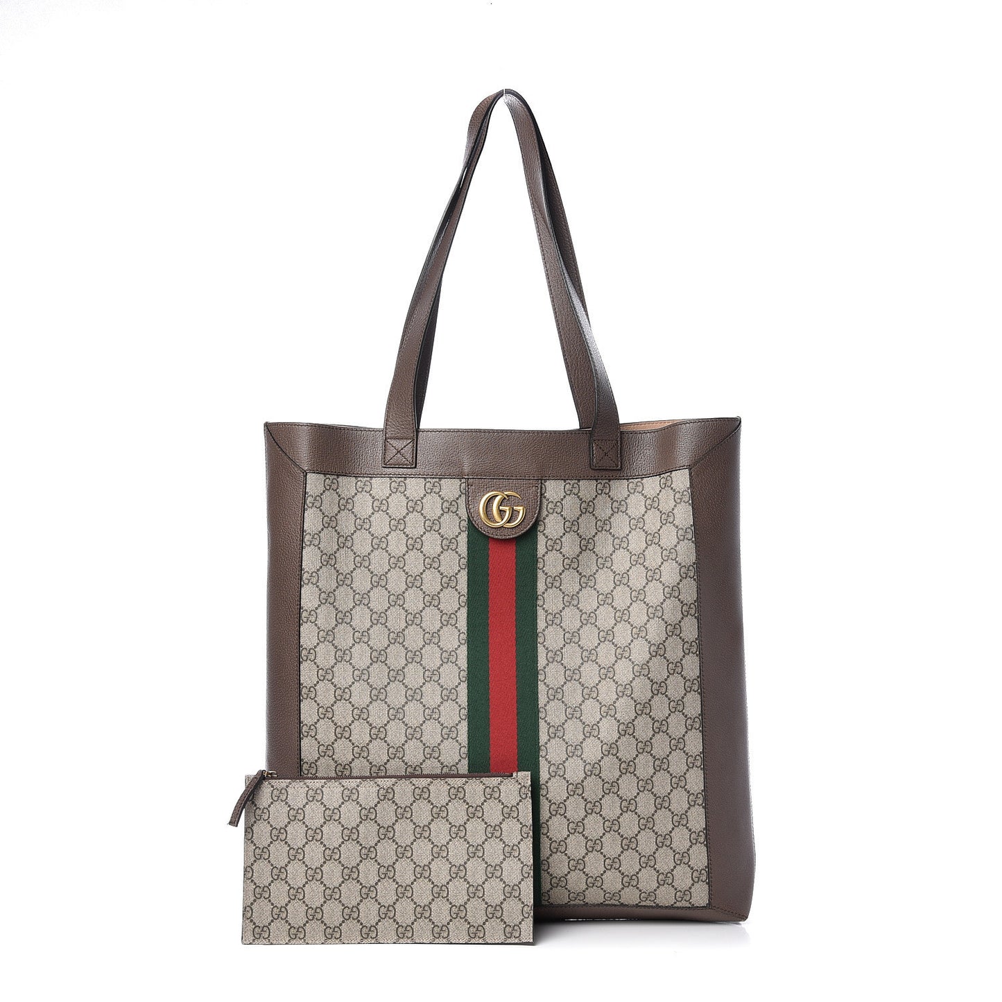 GG Supreme Monogram Web Large Ophidia Vertical Shopping Tote Brown