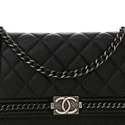 Chanel Calfskin Quilted Chain Around Boy Wallet On Chain WOC Black 8 of 14