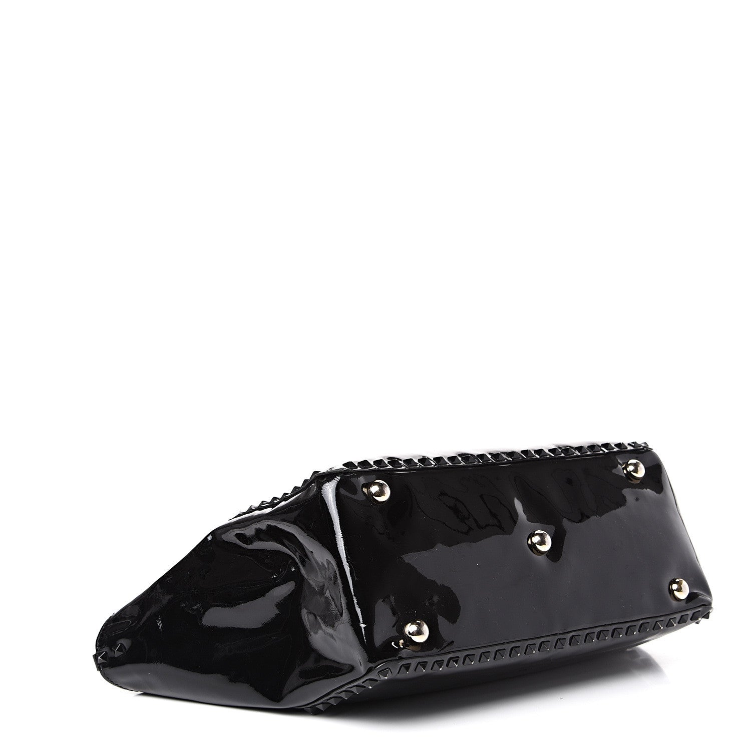 Valentino Garavani Patent Medium Rockstud Tote Black 3 of 20