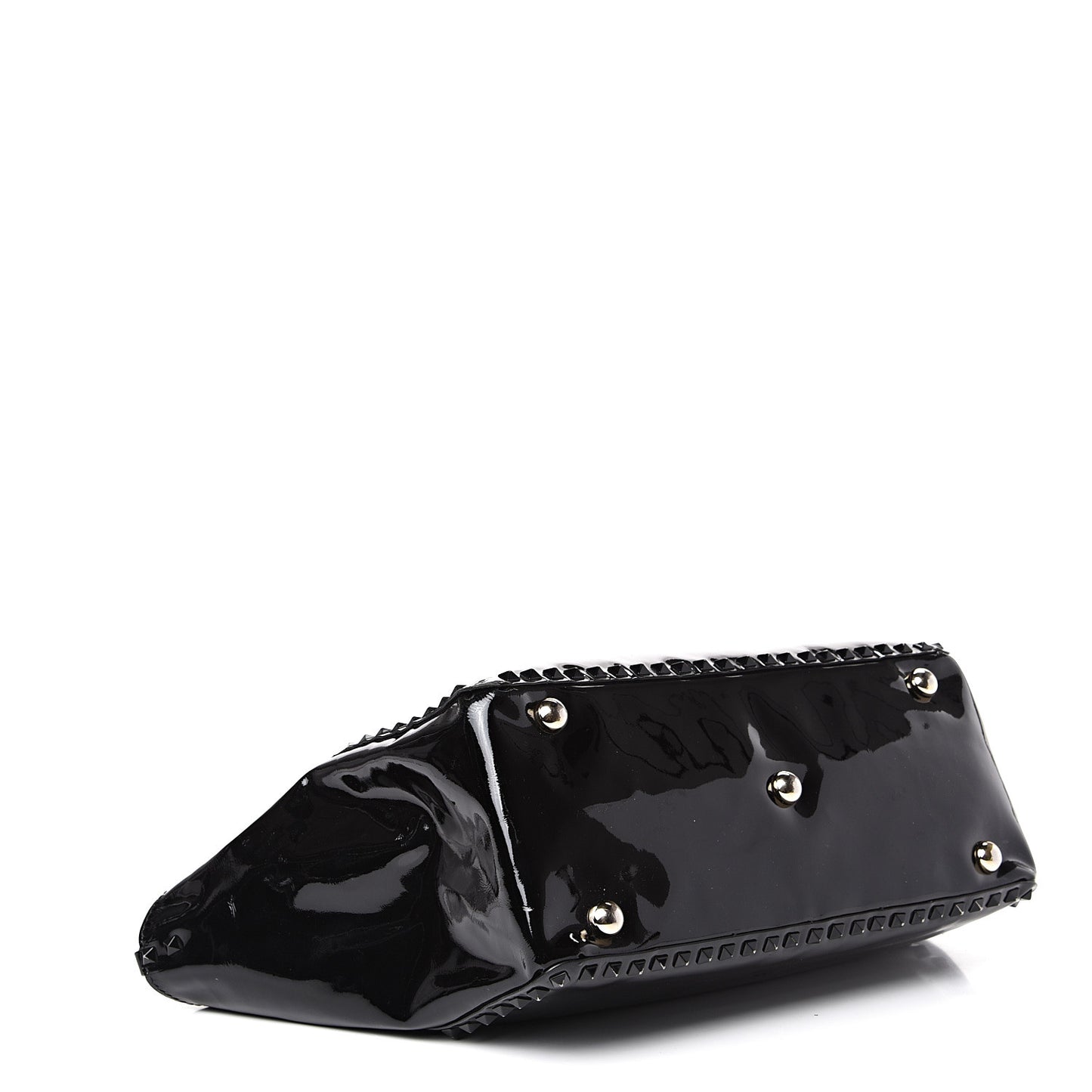 Patent Medium Rockstud Tote Black