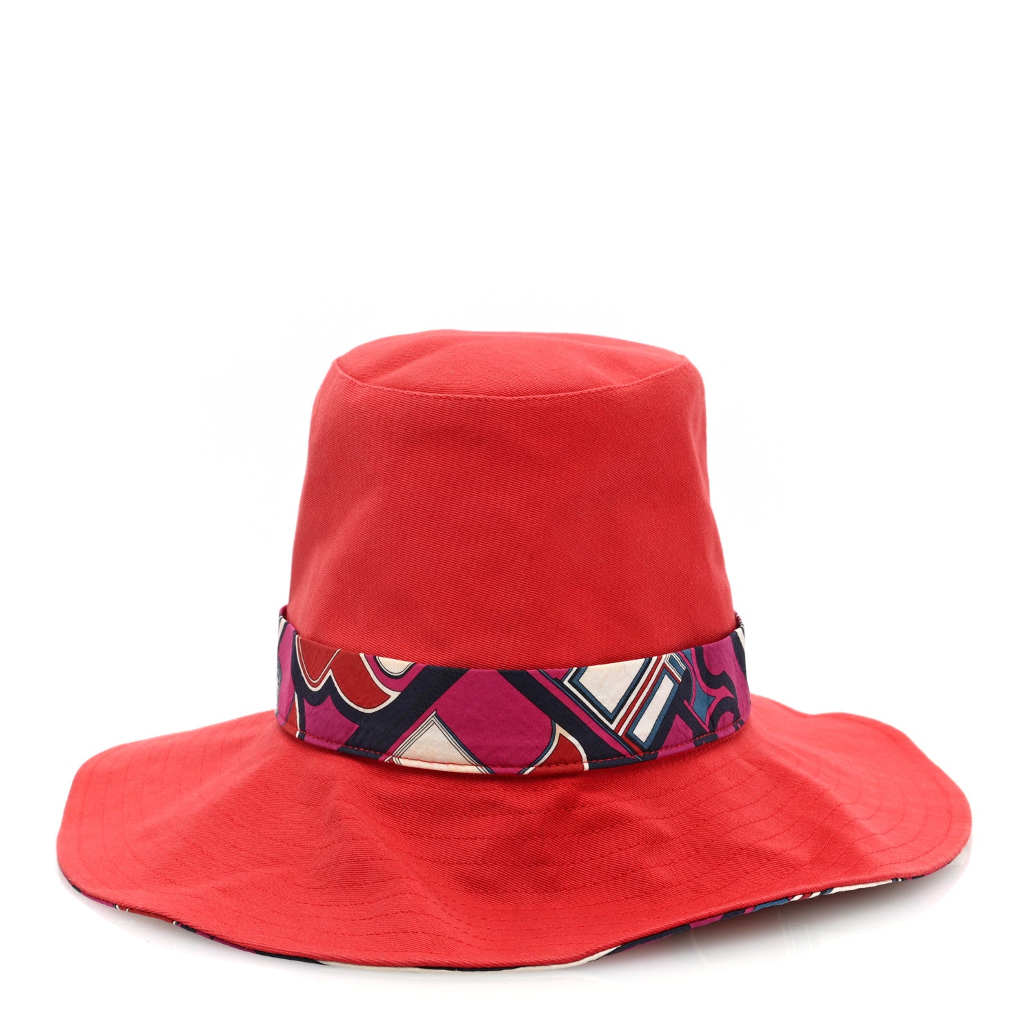 Hermes Cotton Twilly Bucket Hat 56 Red Multicolor 3 of 8