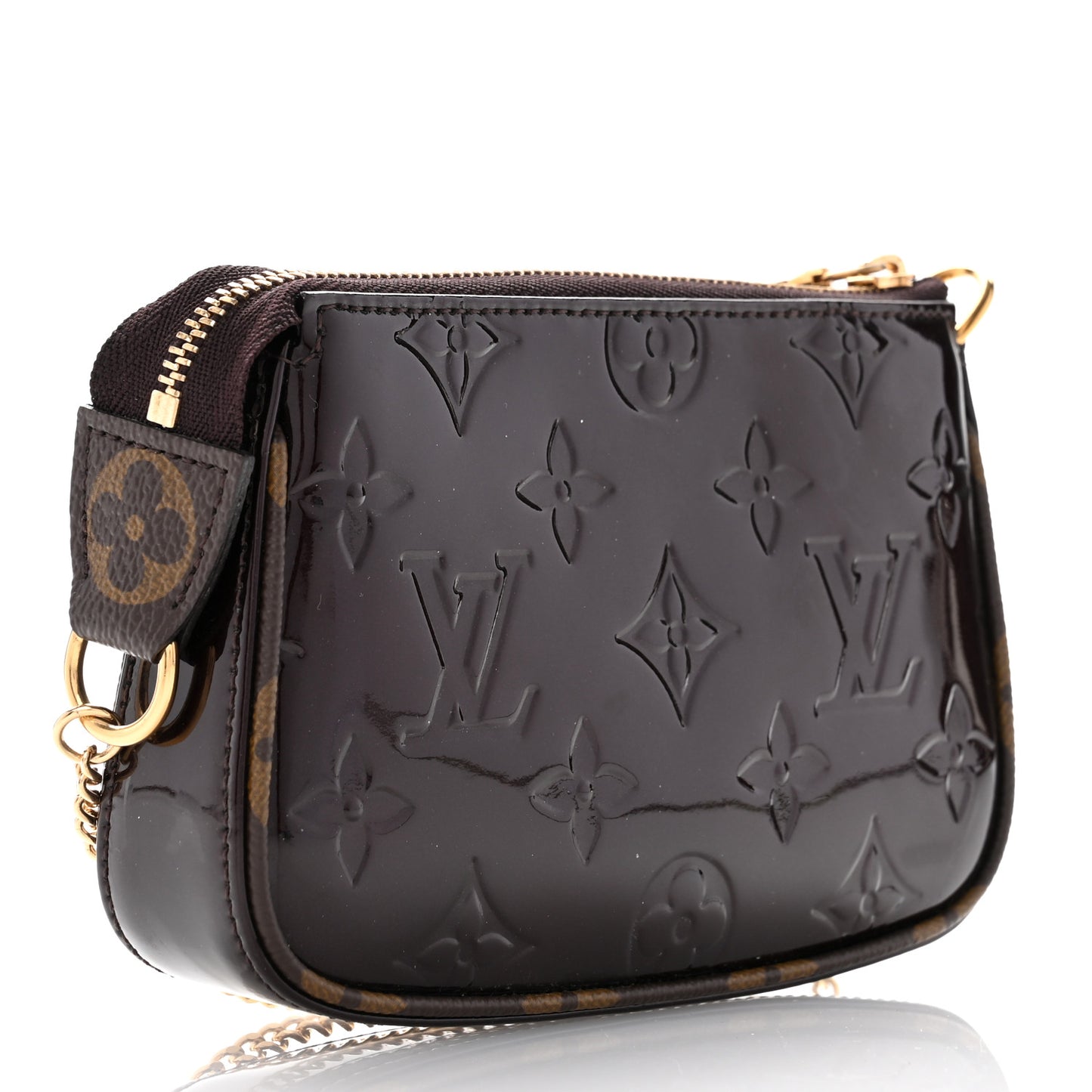 Vernis Monogram Mini Pochette Accessories Amarante