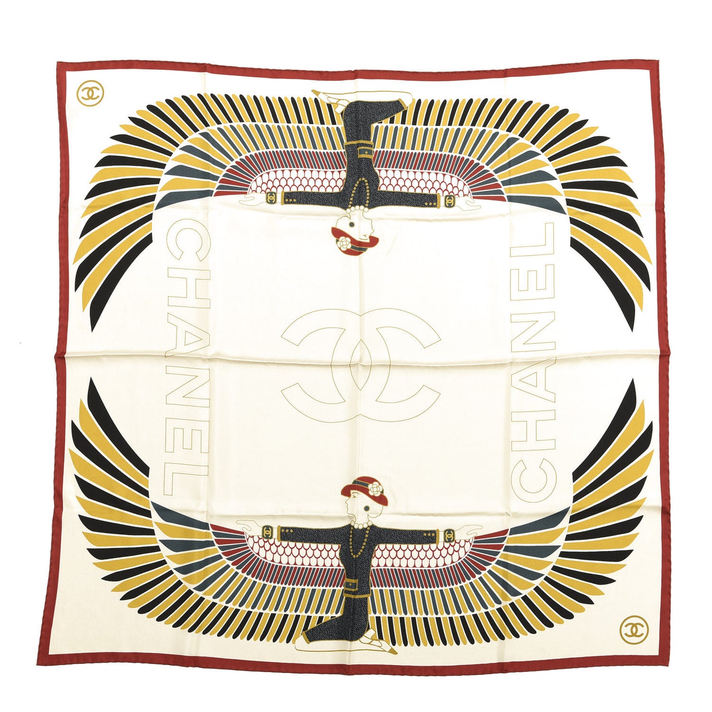 Silk Metiers D'Art Egypt Square Scarf Biege Red