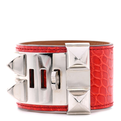 Hermes Shiny Alligator Collier de Chien CDC Bracelet S Geranium 3 of 6