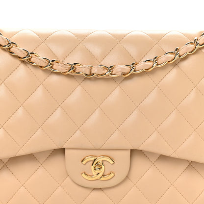 Chanel Lambskin Quilted Jumbo Double Flap Beige 8 of 10