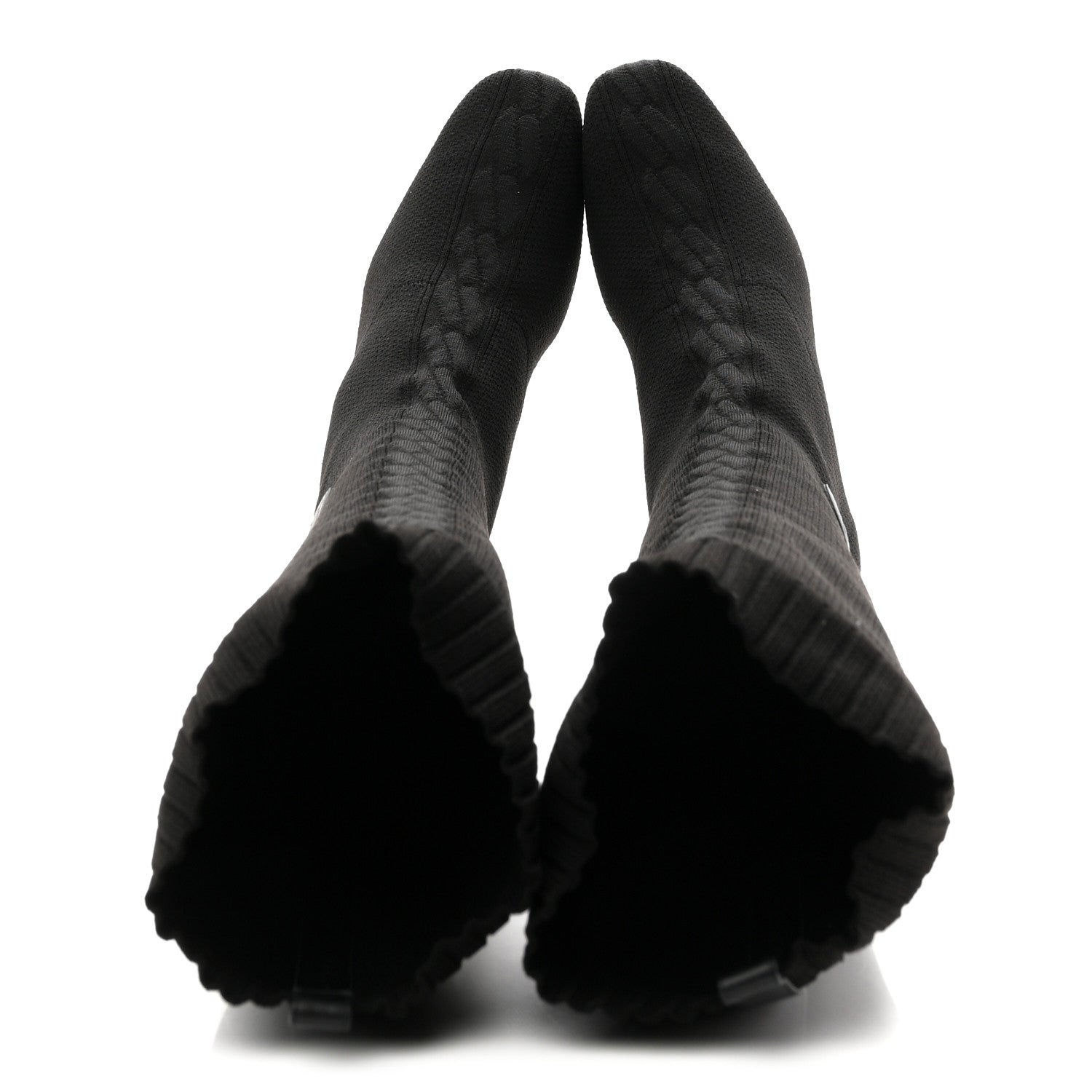 Hermes Knit Calfskin Fontaine 60 Boots 37 Black 2 of 9