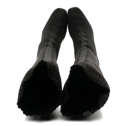 Hermes Knit Calfskin Fontaine 60 Boots 37 Black 2 of 9