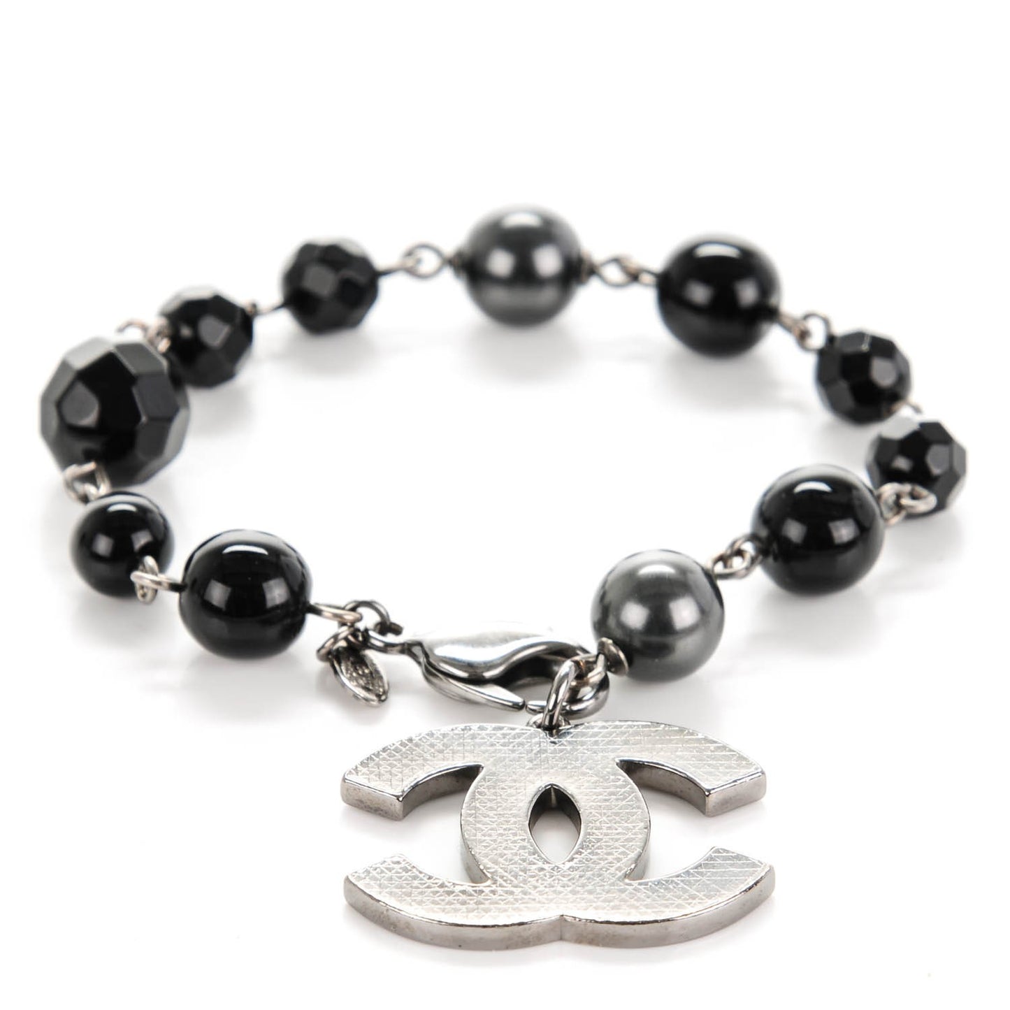 Ruthenium Bead CC Bracelet Black