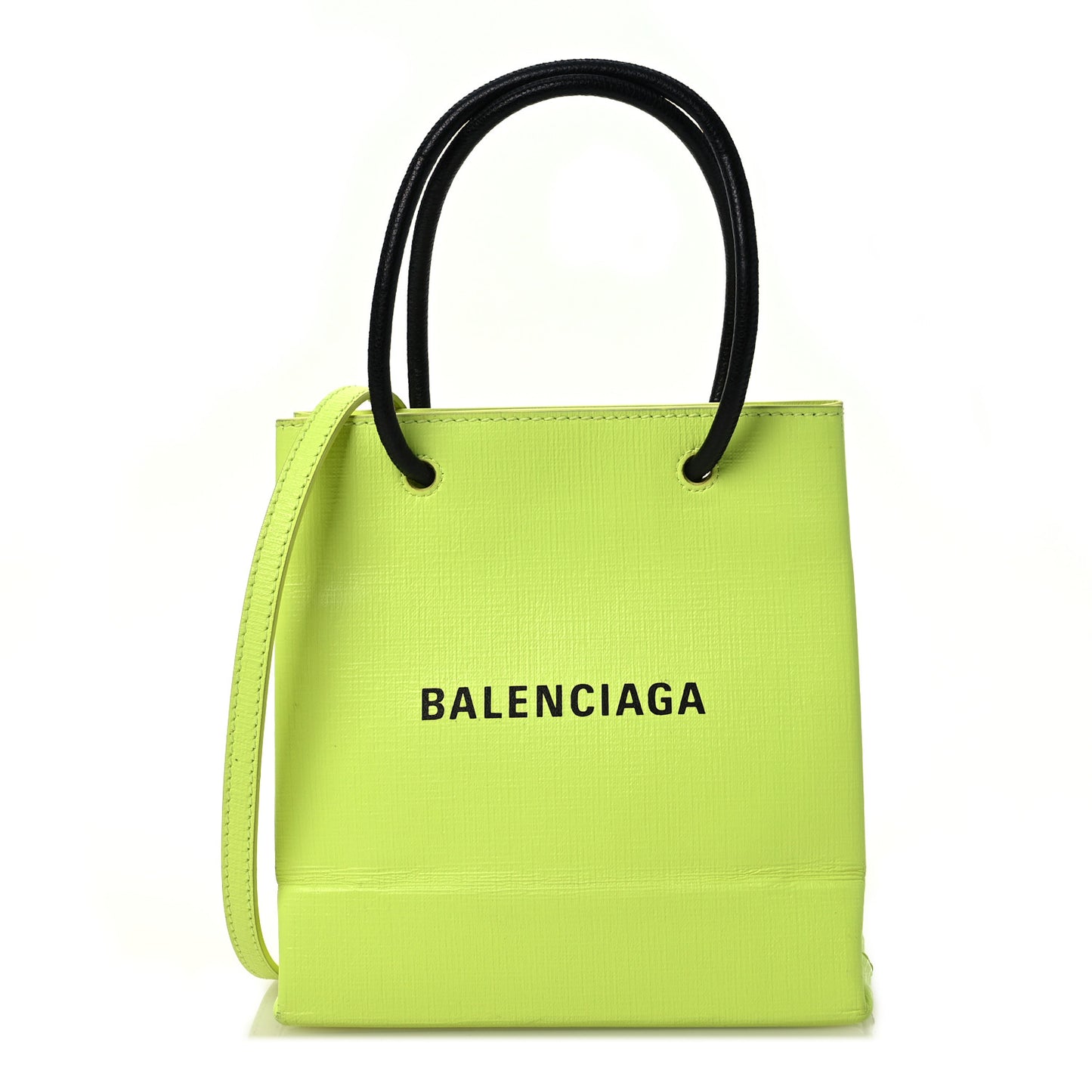 Squared Calfskin Logo Shopping Tote XXS Lime