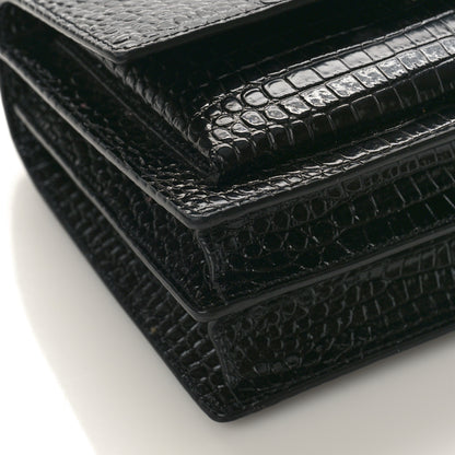 Saint Laurent Calfskin Crocodile Embossed Medium Monogram Sunset Black 7 of 8