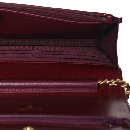 Chanel Caviar Quilted Wallet on Chain WOC Burgundy 5 of 14