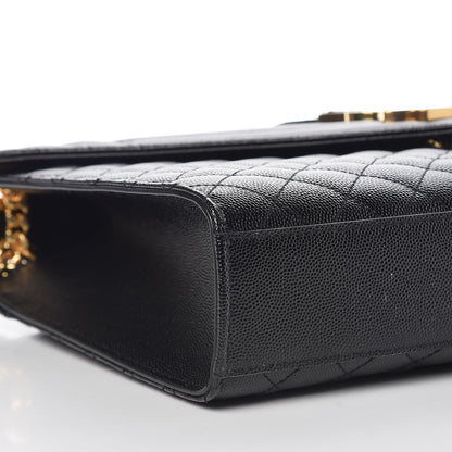 Saint Laurent Grain De Poudre Textured Mixed Matelasse Large Triquilt Monogram Satchel Black 8 of 11