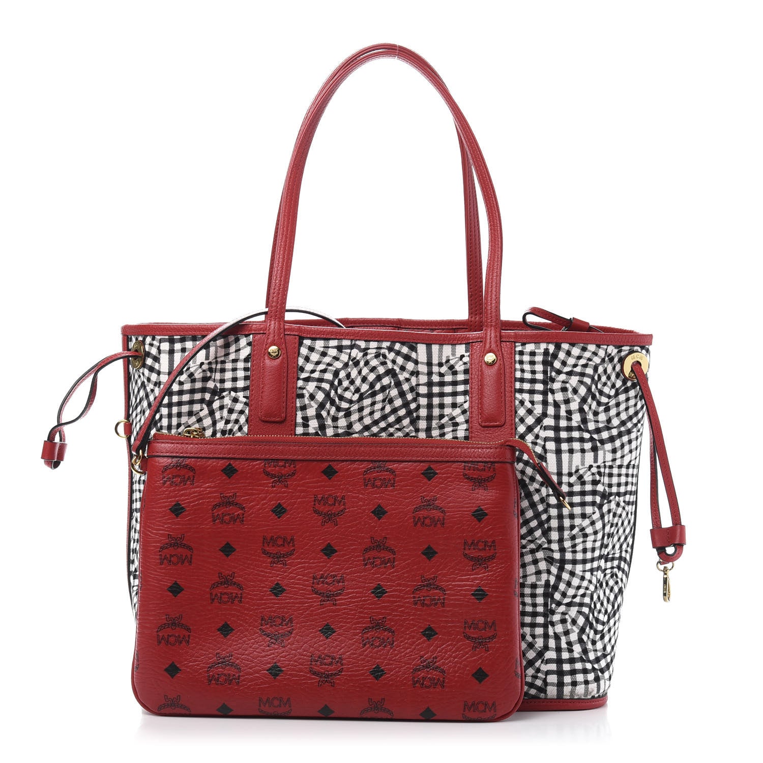 MCM Visetos Medium Liz Reversible Shopper Tote Ruby Red 9 of 20