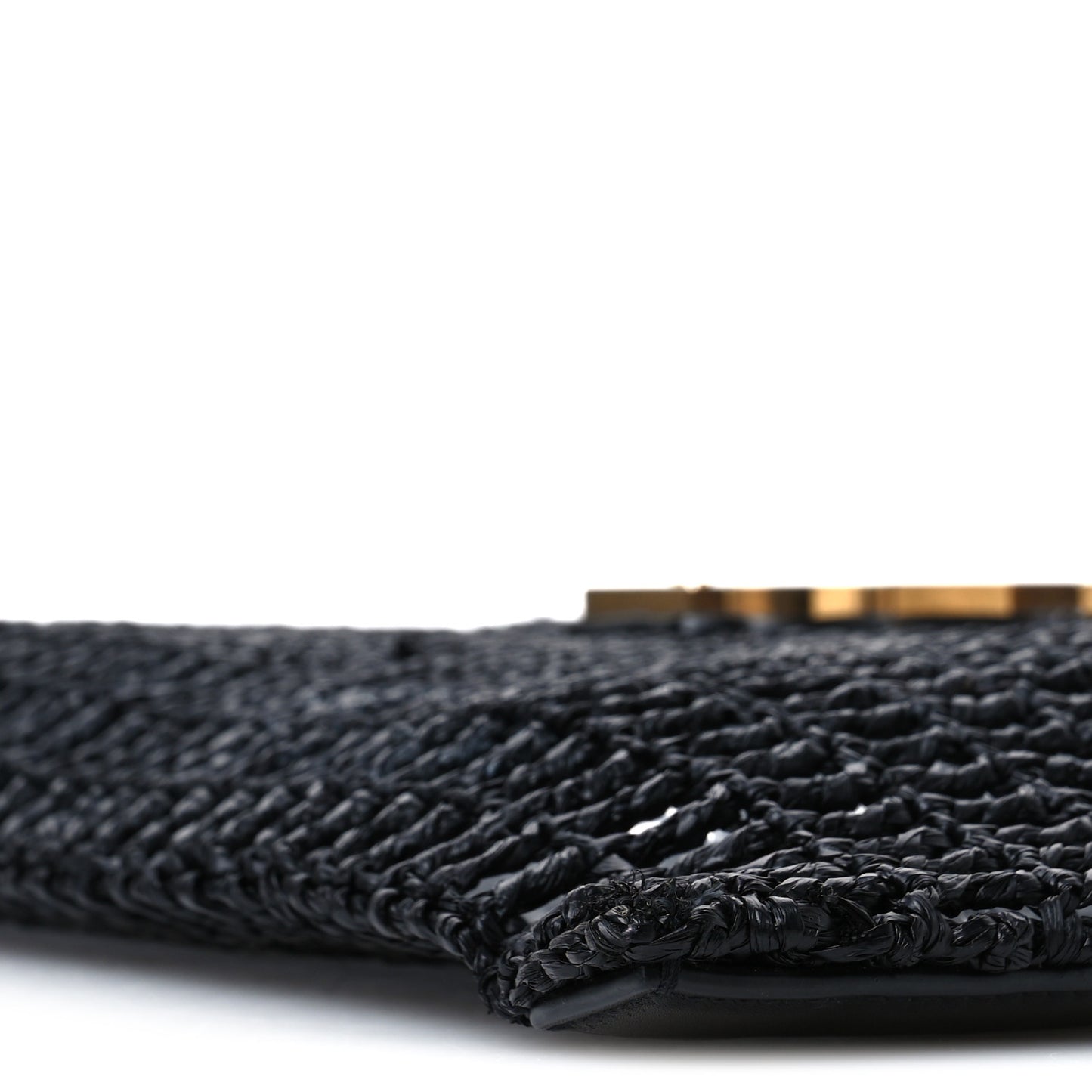 Raffia Calfskin Oxalis Shoulder Bag Black
