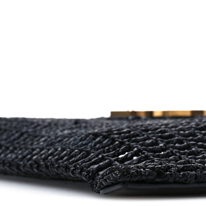 Saint Laurent Raffia Calfskin Oxalis Shoulder Bag Black 10 of 11
