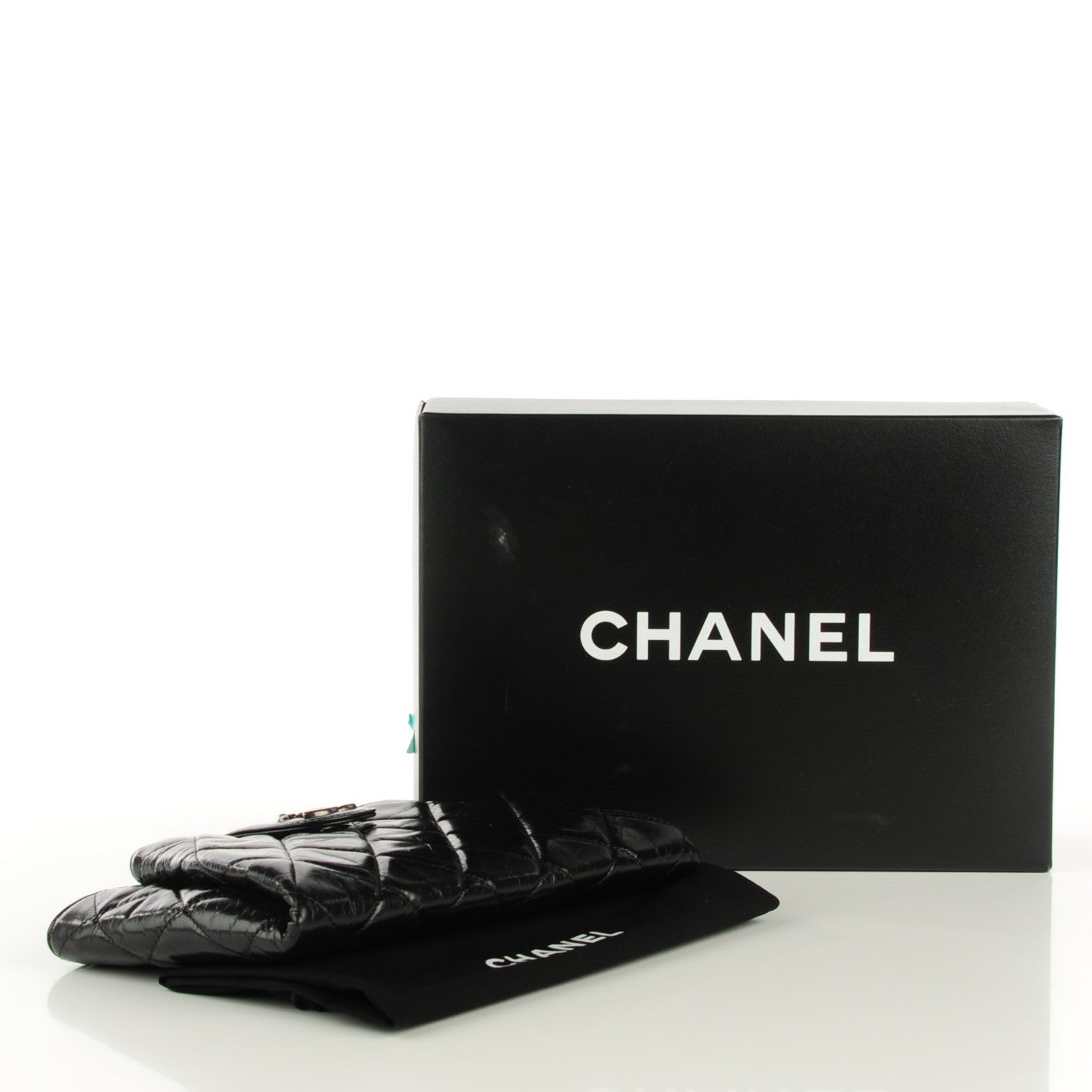 Chanel Glazed Calfskin Quilted Coco Pleats Chain Clutch Black 4 of 7