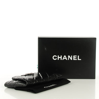 Chanel Glazed Calfskin Quilted Coco Pleats Chain Clutch Black 4 of 7
