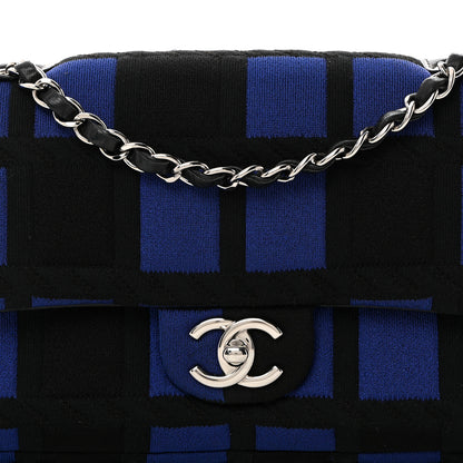 Chanel Jersey Quilted Medium Single Flap Blue Black 8 of 10