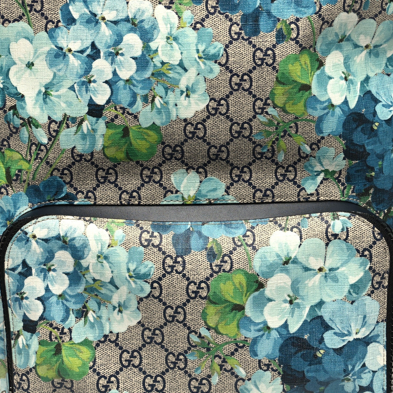 Gucci GG Supreme Monogram Blooms Medium Day Backpack Beige Blue Navy 7 of 9