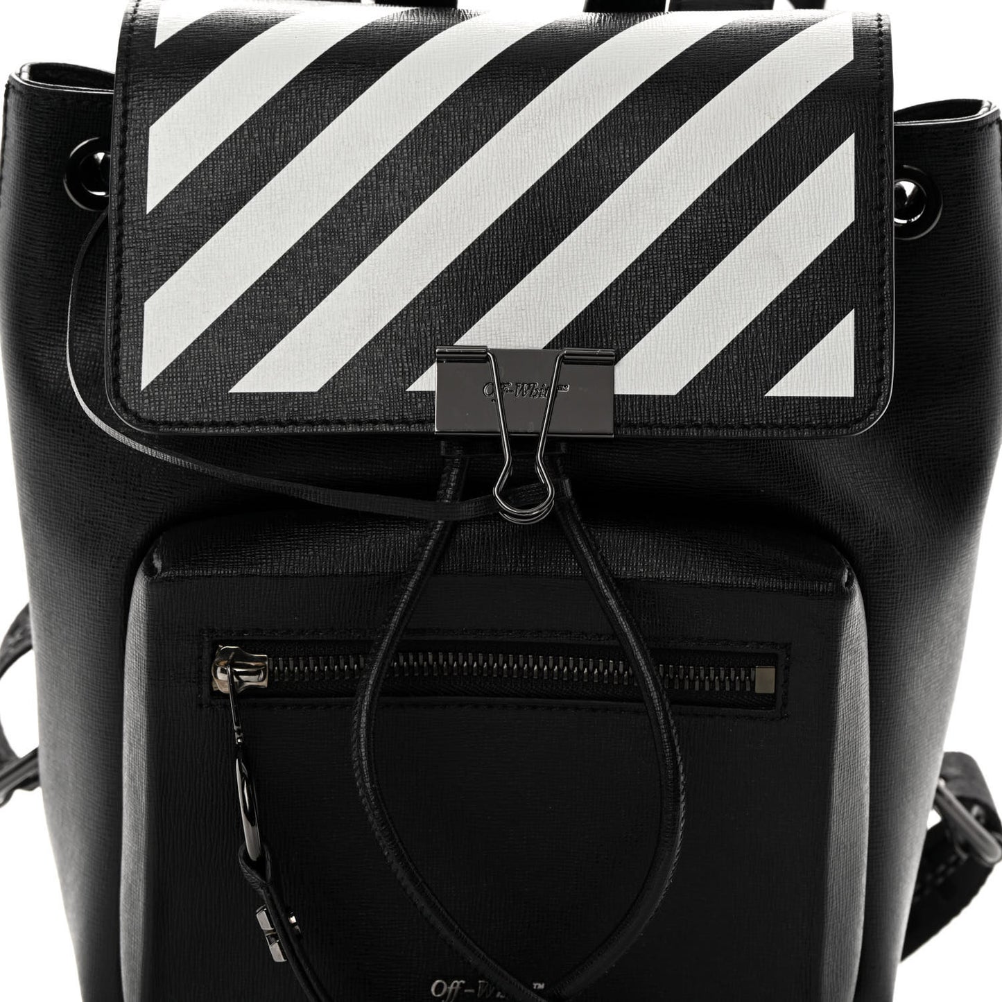 Saffiano Diag Backpack Black White