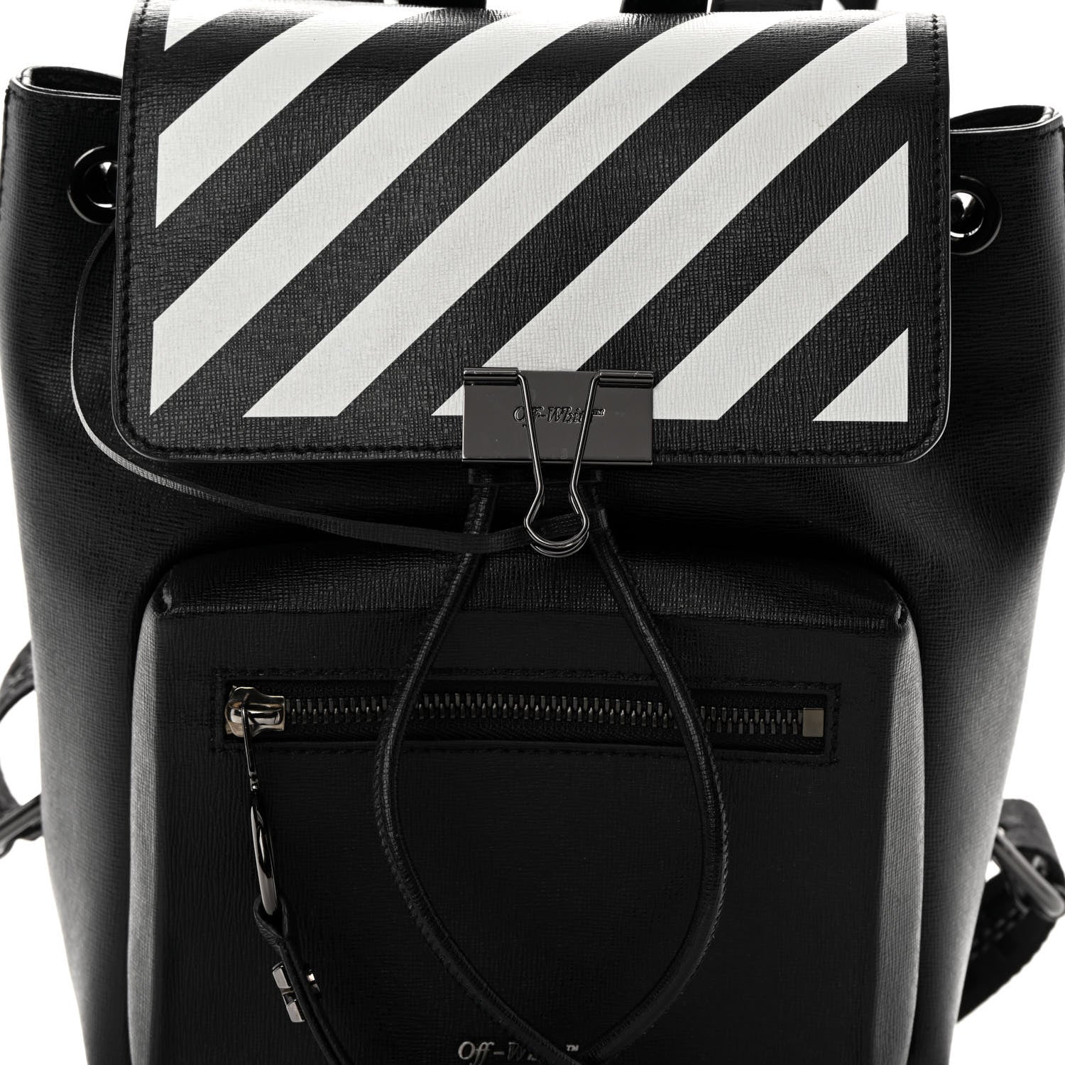 Off-White Saffiano Diag Backpack Black White 8 of 11