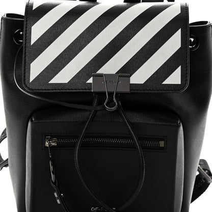 Off-White Saffiano Diag Backpack Black White 8 of 11