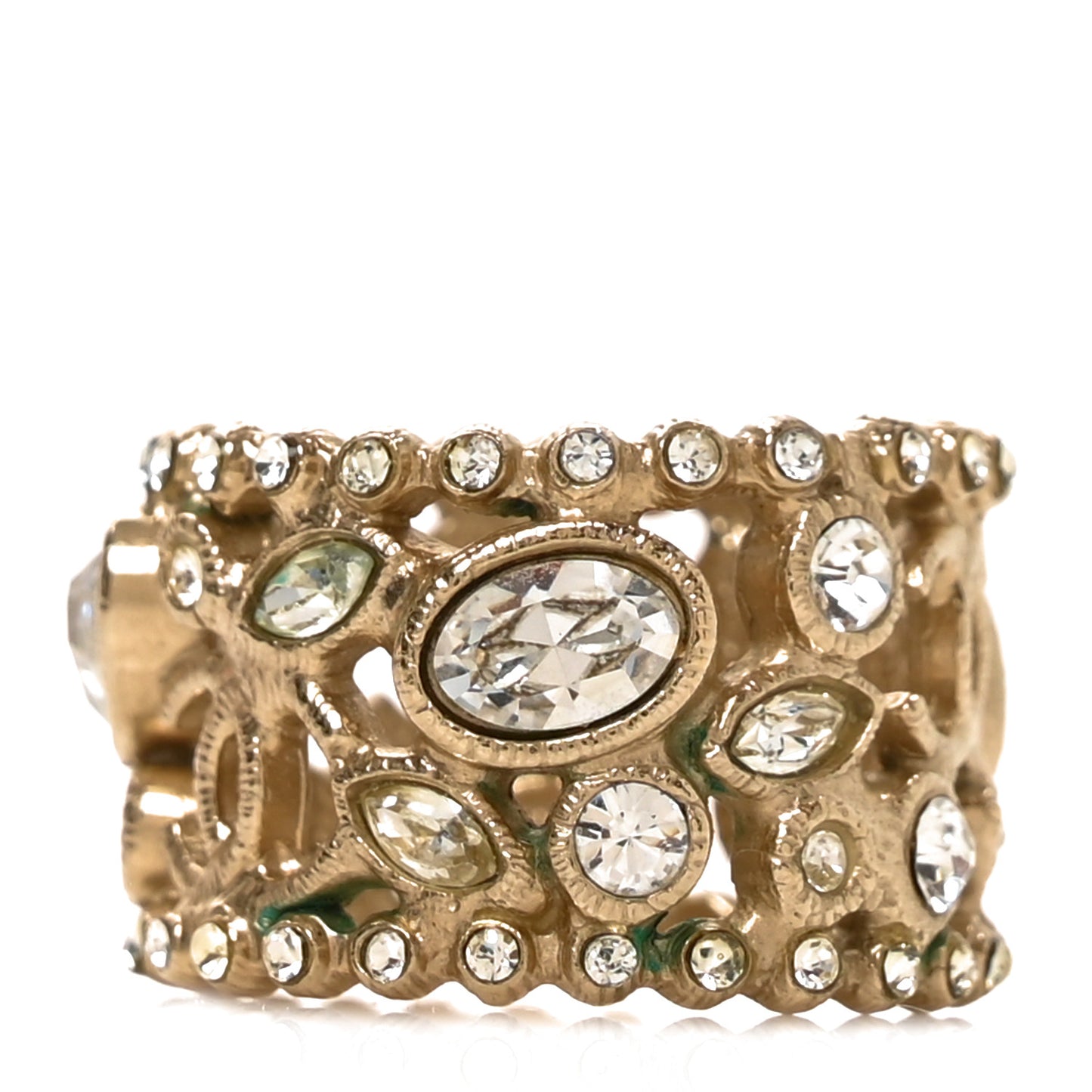 Metal Strass Ring 52 6 Light Gold