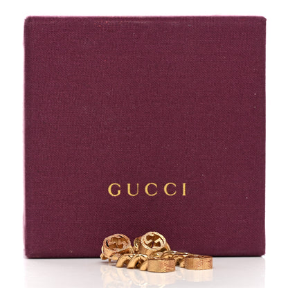 Gucci Metal Double Interlocking G Chain Drop Earrings Gold 5 of 5