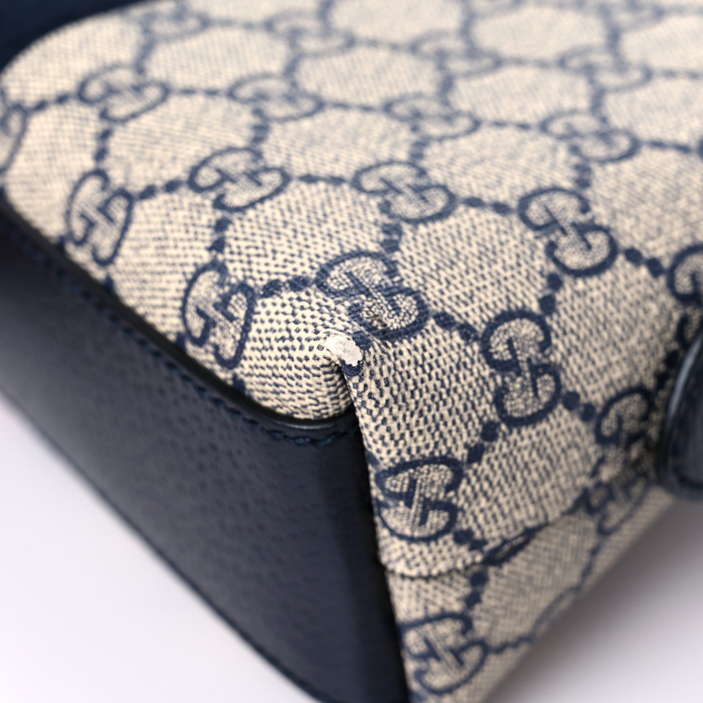 GG Supreme Monogram Textured Dollar Calfskin Web Small Ophidia Dome Shoulder Bag Beige Blue
