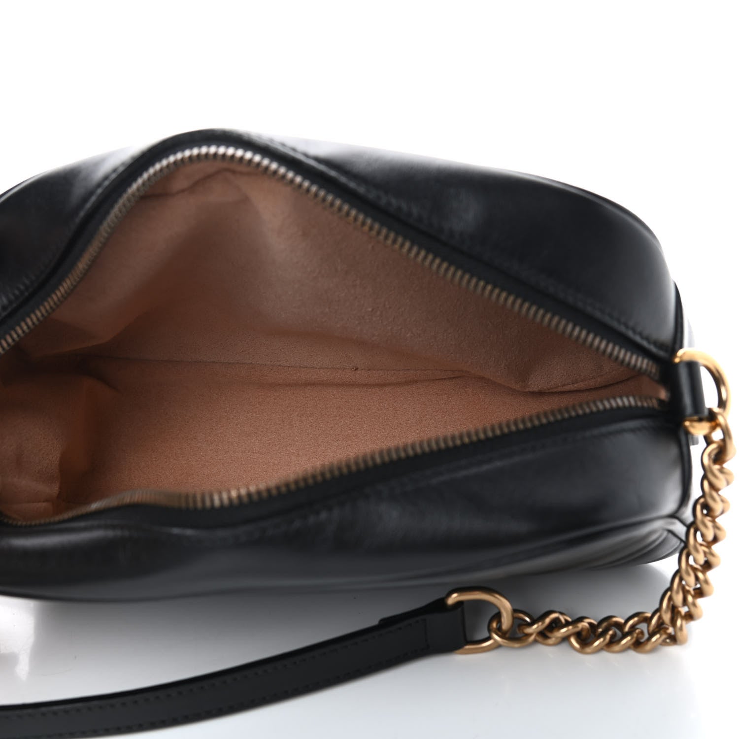 Gucci Calfskin Matelasse Small GG Marmont Chain Shoulder Bag Black 5 of 9