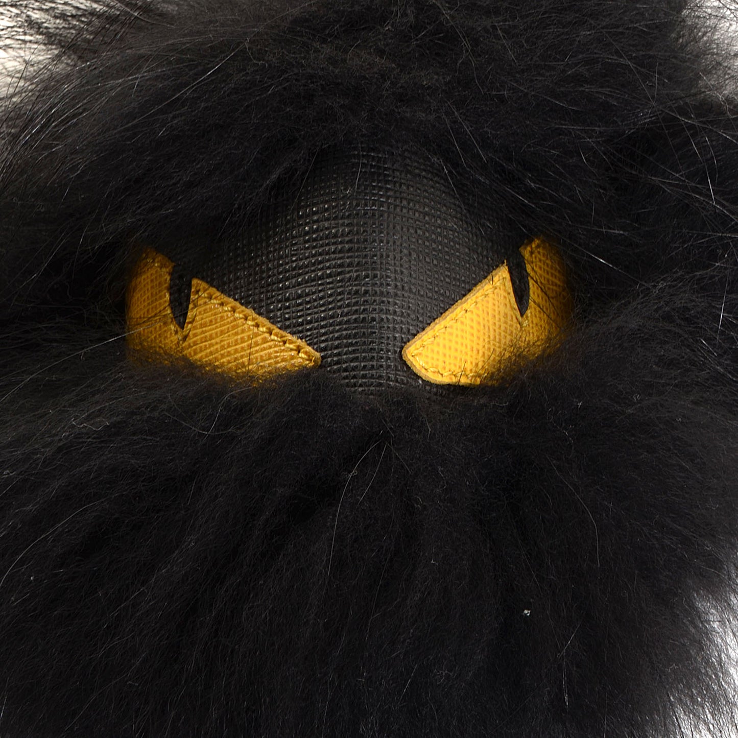 Vitello Elite Fox Fur Fusto Monster Bag Bug Charm Black Yellow