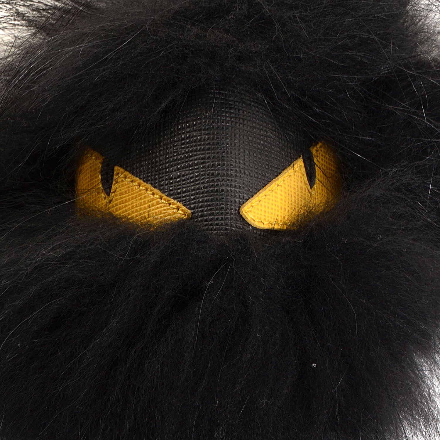 Fendi Vitello Elite Fox Fur Fusto Monster Bag Bug Charm Black Yellow 5 of 8