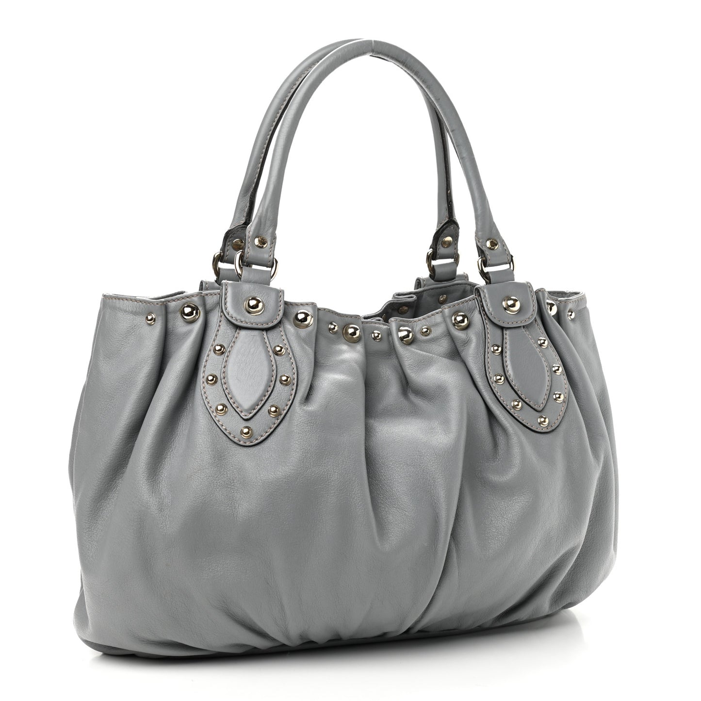 Calfskin Studded Pelham Tote Grey