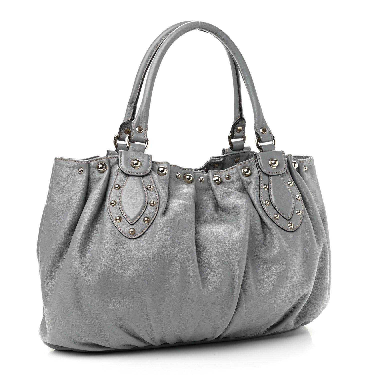 Gucci Calfskin Studded Pelham Tote Grey 3 of 15