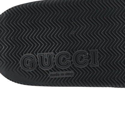 Gucci Rubber Web Womens Interlocking G Slide Sandals 39 Black Green Red 6 of 10
