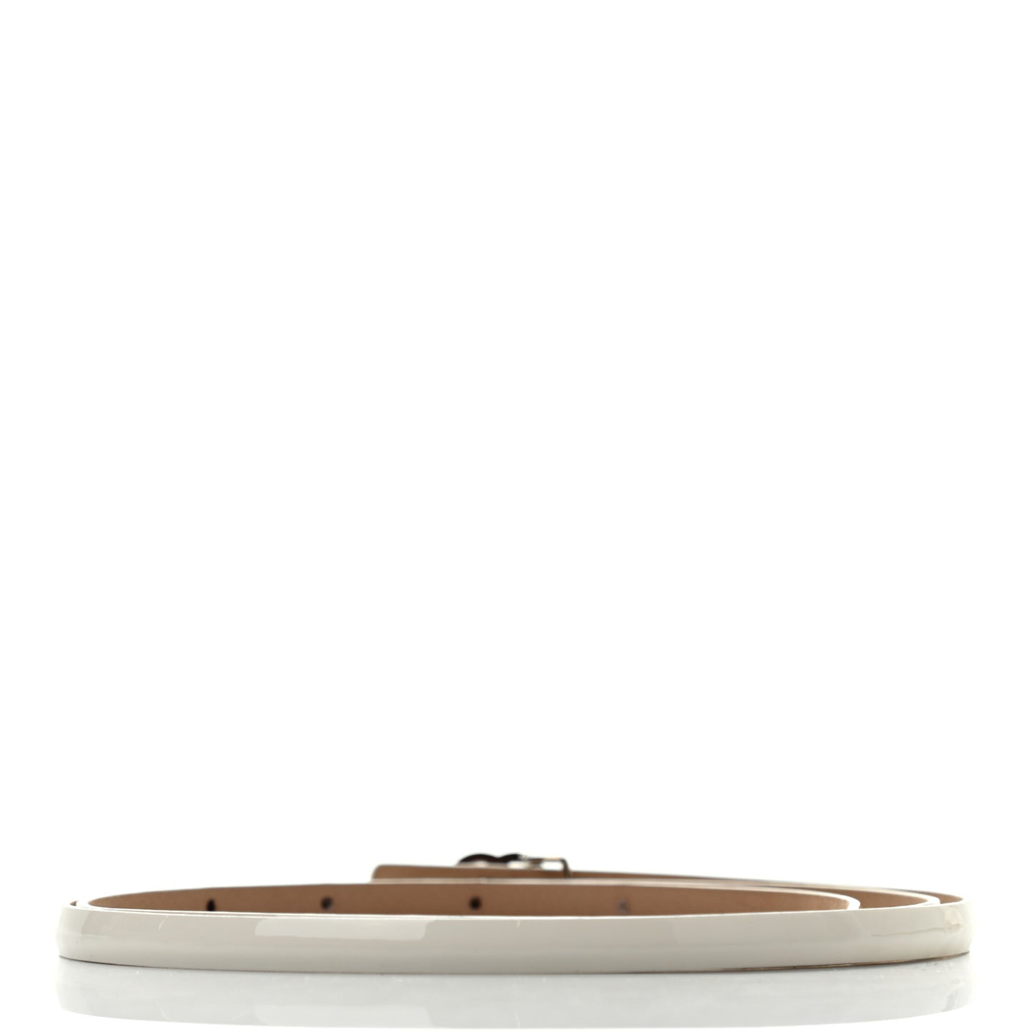 Patent Calfskin CC Logo Skinny Belt 80 32 White