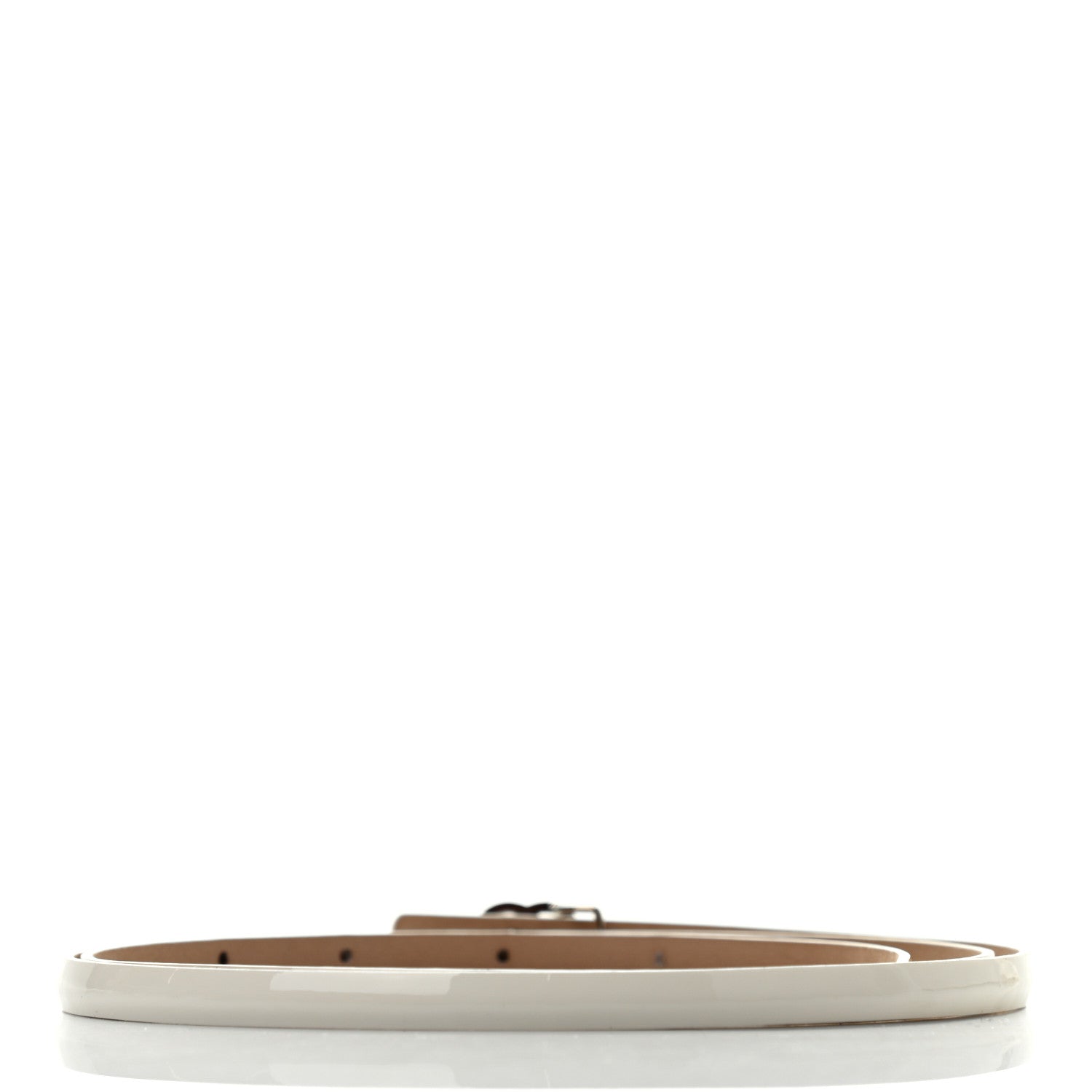 Chanel Patent Calfskin CC Logo Skinny Belt 80 32 White 2 of 8
