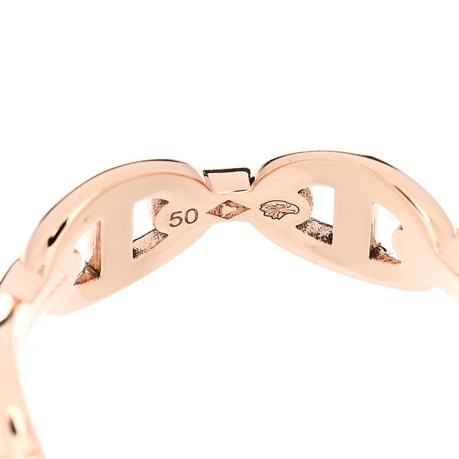 Hermes 18K Rose Gold PM Chaine d'Ancre Enchainee Ring 50 5.5 6 of 9