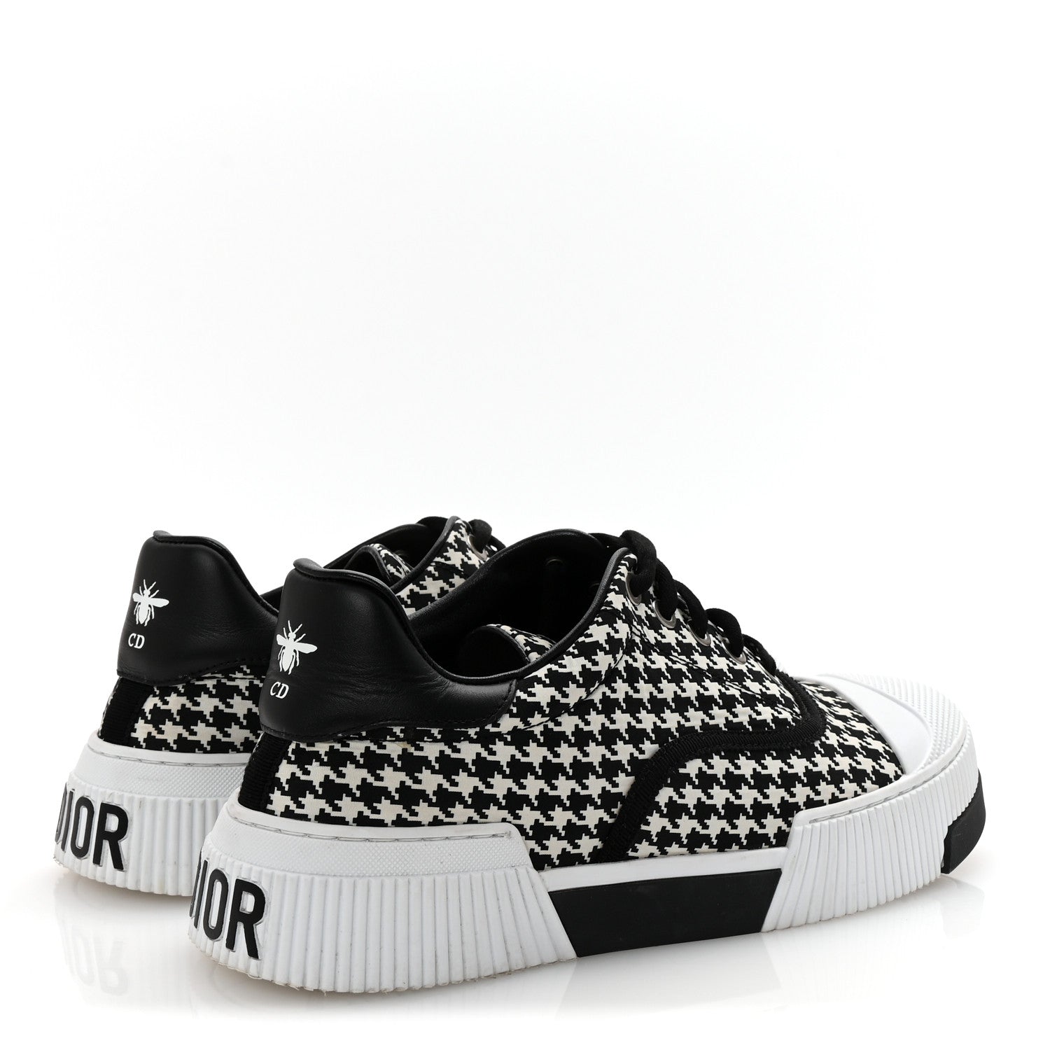 Christian Dior Canvas Houndstooth Embroidered D-Smash Sneakers 36.5 Black White 5 of 10