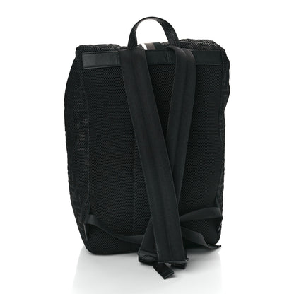 Fendi Mesh Cuoio Romano Vitello Stampa FF 1974 Embossed Logo Plate Backpack Black 3 of 7