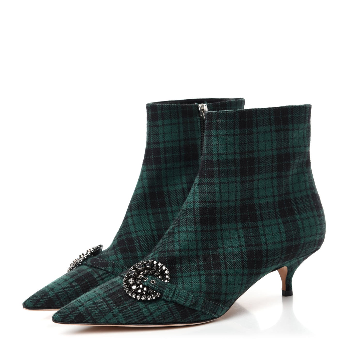 Canvas Tartan Gang Ankle Boots 41 Green