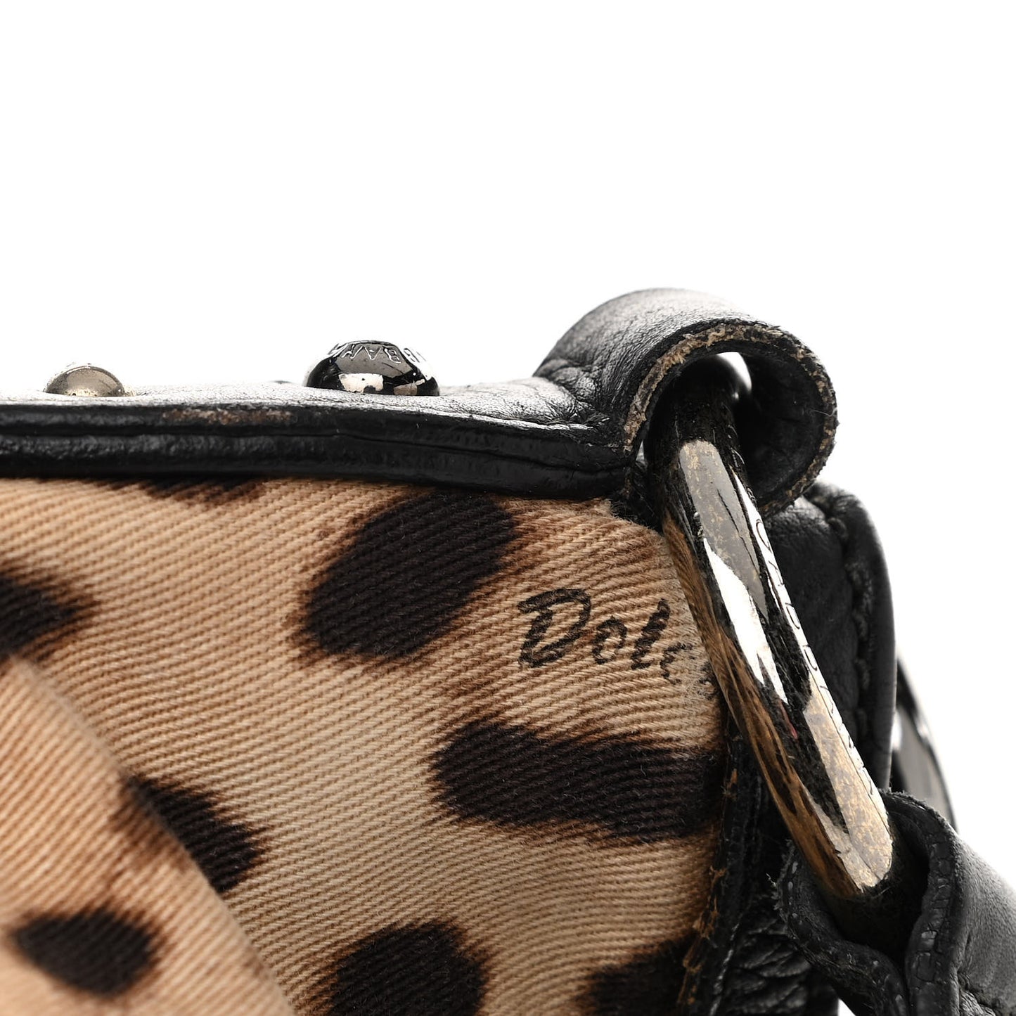 Leopard Print Canvas Calfskin Messenger Bag Black
