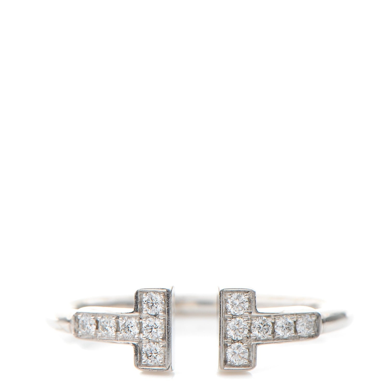 Tiffany 18K White Gold Diamond T Wire Ring 53 6.5 1 of 7