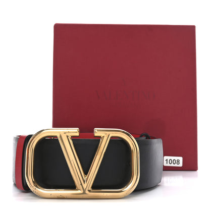 Valentino Garavani Glossy Calfskin VLogo Reversible 40mm Belt 65 26 Black Rouge Pur 6 of 6
