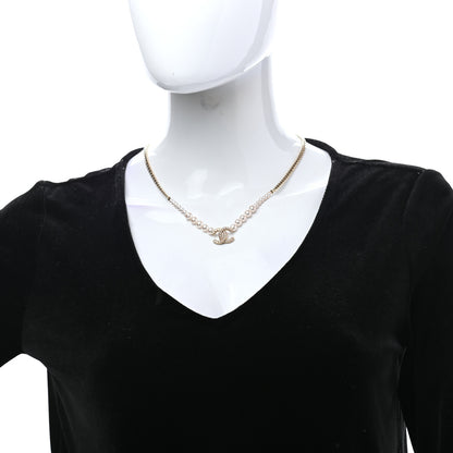 Chanel Pearl Crystal Chain CC Necklace Gold 2 of 5