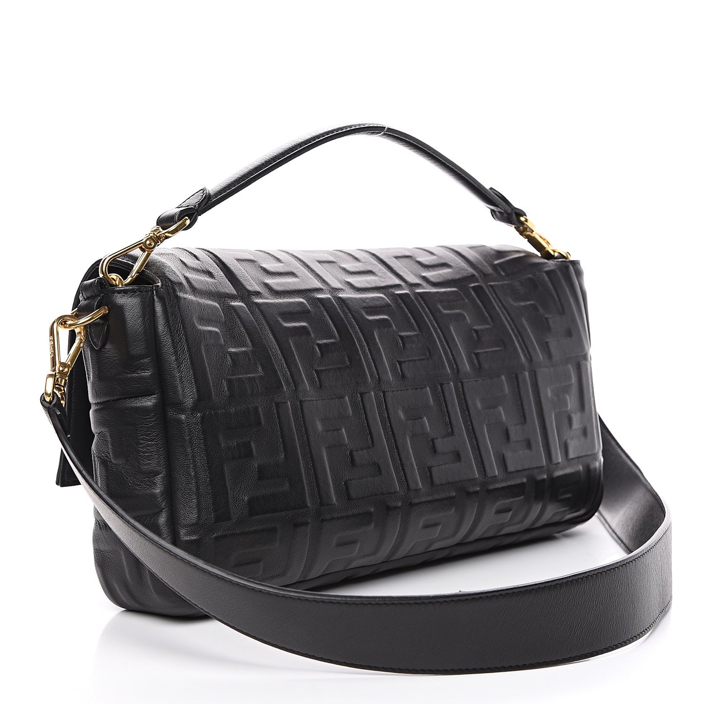Nappa FF 1974 Embossed Large Baguette Black