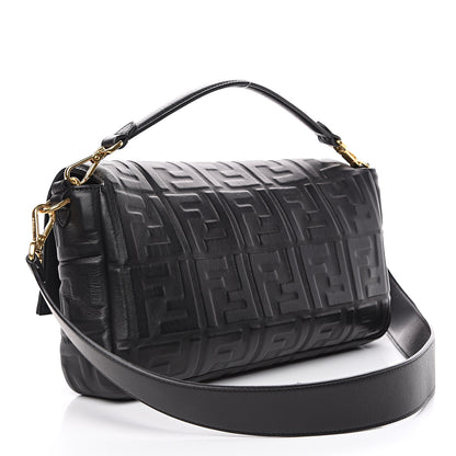 Fendi Nappa FF 1974 Embossed Large Baguette Black 2 of 9