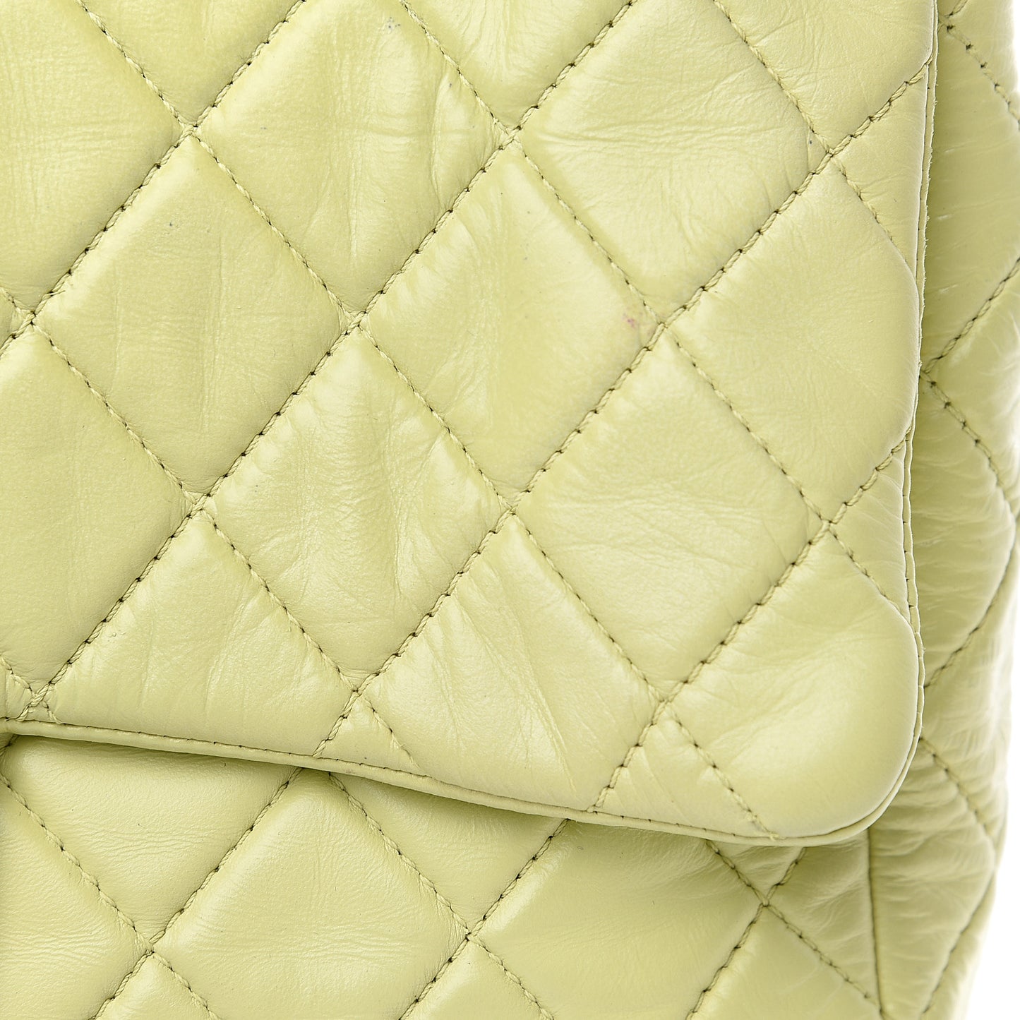Lambskin Quilted Jumbo Single Flap Green