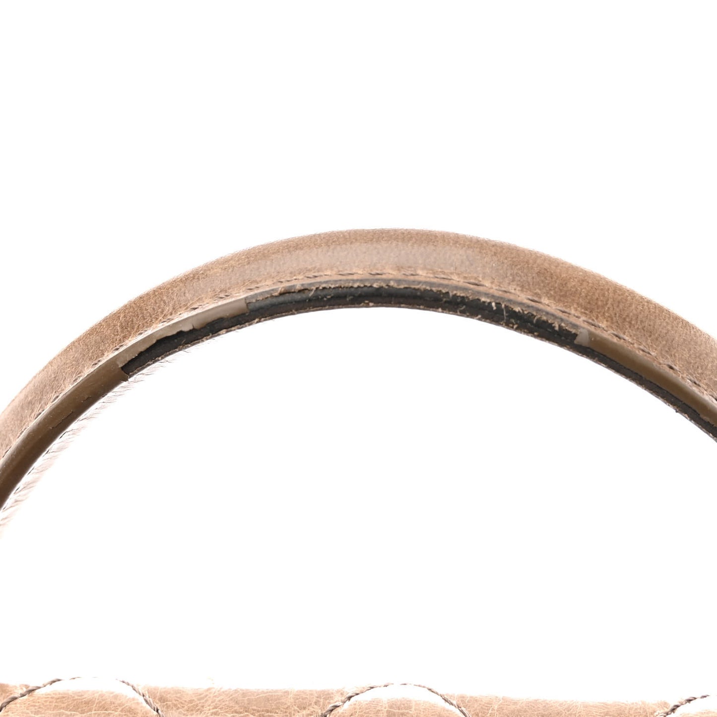 Glazed Calfskin Castle Rock Medium Flap Dark Beige