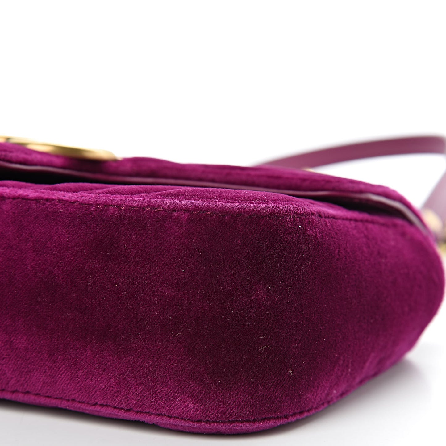 Velvet Matelasse Mini GG Marmont Shoulder Bag Fuchsia Violet Cyclamen